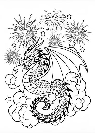 A coloring page of Dragon’s Fierce Roar Coloring Page