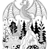 Dragon in an enchanted forest