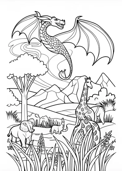 A coloring page of Majestic Mountain Dragon Coloring Page