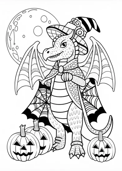A coloring page of Cheerful Dragon in a T-Shirt Coloring Page