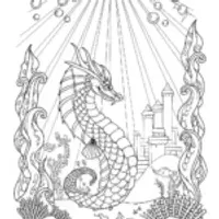 Legendary Dragon in Fiery Waters Coloring Page