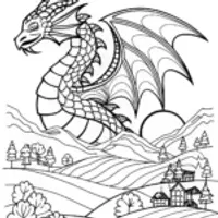 Dragon in the Moonlit Sky Coloring Page