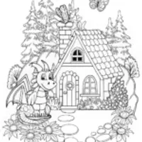 Dragon Guarding the Enchanted Cottage