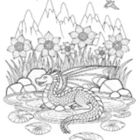 Majestic Mountain Dragon by the Lakeside