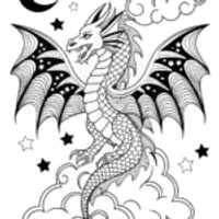 Celestial Dragon Under the Stars Coloring Page