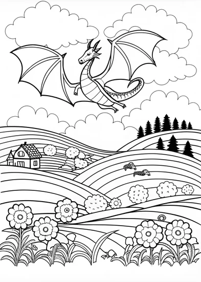A coloring page of Legendary Mountain Dragon Coloring Page