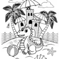 Dragon’s Coastal Adventure Coloring Page