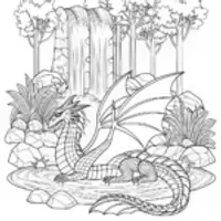 Majestic Dragon by the Waterfall