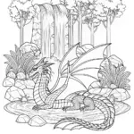 Majestic Dragon by the Waterfall