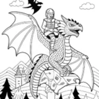 Fierce Dragon in Mountain Landscape Coloring Page