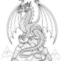 Dragon on the Mountain Peak Coloring Page