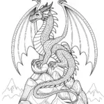Dragon on the Mountain Peak Coloring Page