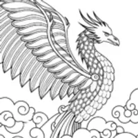Dragon Soaring Through the Clouds Coloring Page