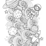 “E is for Exploring the Cosmos Coloring Page”