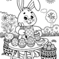 Easter Bunny Painting Eggs