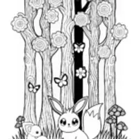 Eevee Exploring the Mountains Coloring Page