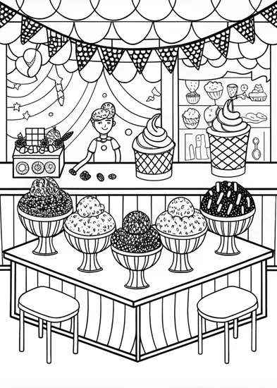 A coloring page of Delightful Bakery Shop Coloring Page