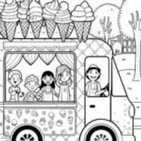 Ice Cream Truck Adventure Coloring Page