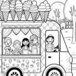 Ice Cream Truck Adventure Coloring Page