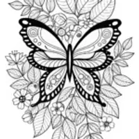 Elegant Butterfly on Leaves Coloring Page