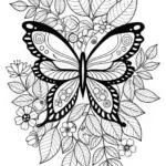 Elegant Butterfly on Leaves Coloring Page