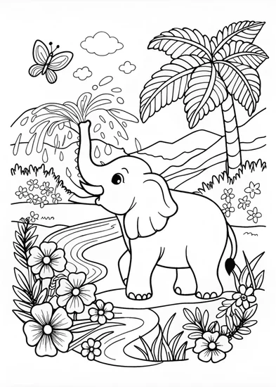 A coloring page of Majestic Decorated Elephant Coloring Page