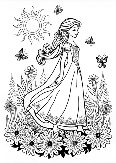 A coloring page of Elsa’s Elegant Portrait Coloring Page
