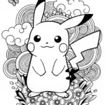 Pikachu’s Happy Dance Coloring Page