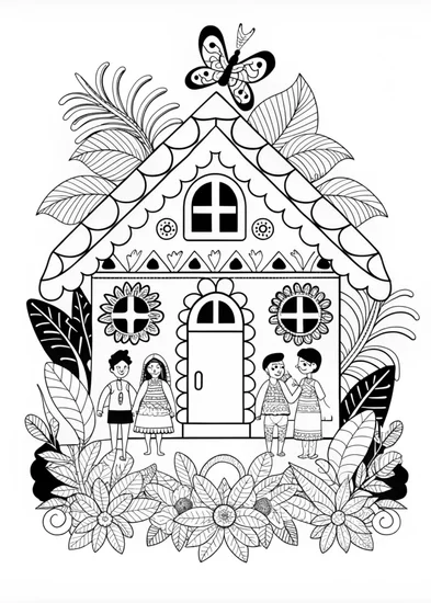 A coloring page of Mystical Feline Guardian Coloring Page