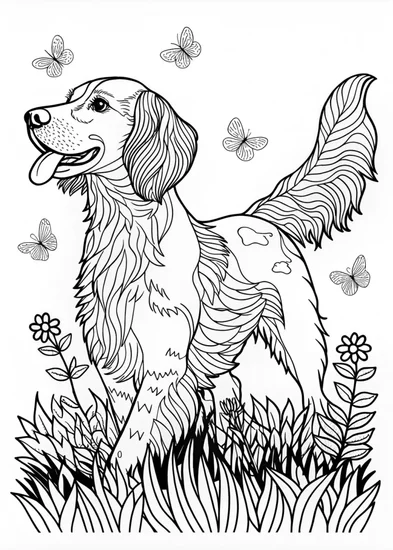 A coloring page of Gentle Golden Retriever Coloring Page