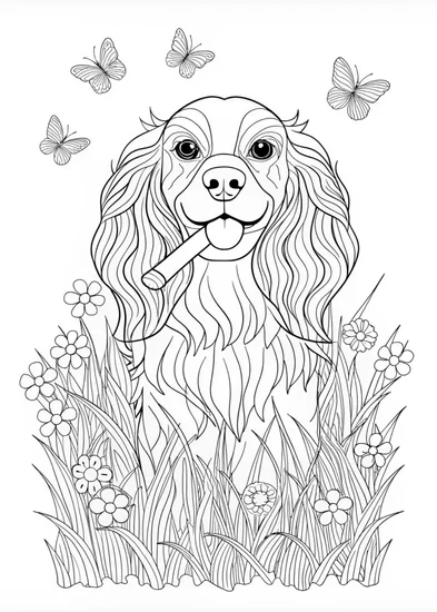 A coloring page of Spaniel Puppy Coloring Page.