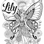 Fairy Lily and Magical Butterflies Coloring Page