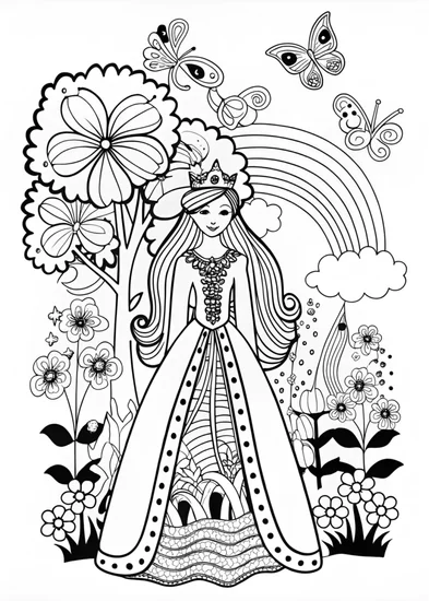 A coloring page of Fairy Princess Coloring Adventure