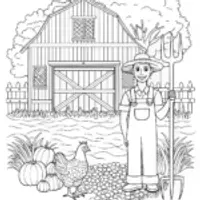 Farmer and Chicken on the Farm