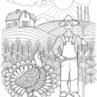 Farmer and His Proud Turkey in the Field