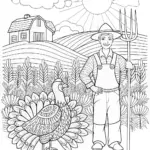 Farmer and His Proud Turkey in the Field