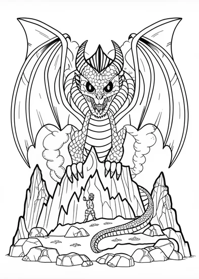 A coloring page of Ferocious Dragon Monster Coloring Page