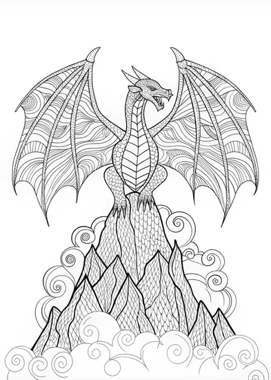 A coloring page of Fire-Breathing Dragon Coloring Page