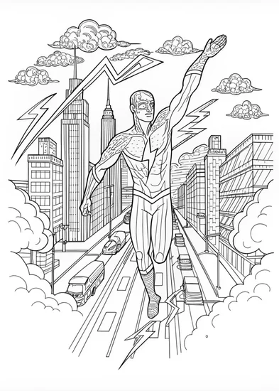 A coloring page of Sitting Cat in the Mountains Coloring Page