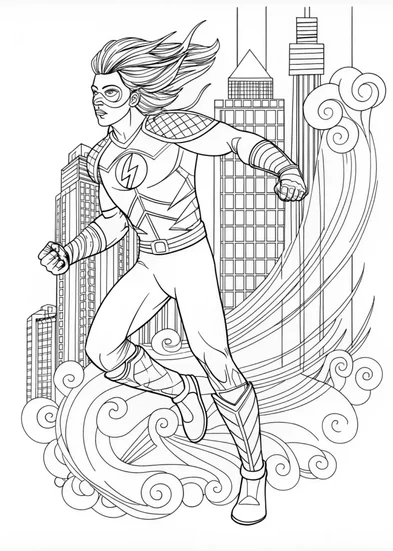 A coloring page of The Flash Masked Hero Coloring Page