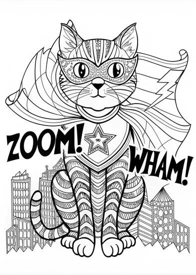 A coloring page of Cat’s Scenic Adventure