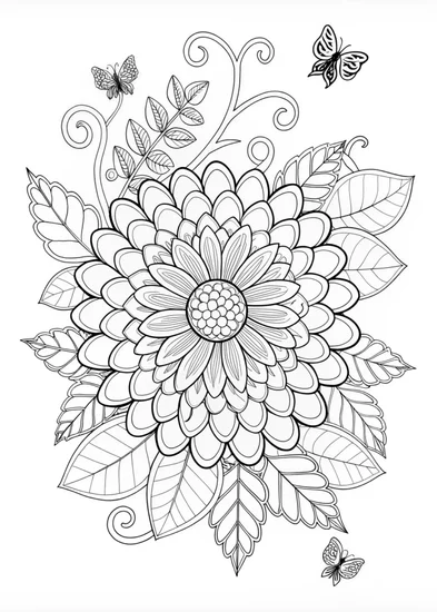 A coloring page of Dazzling Flower Blossom Coloring Page