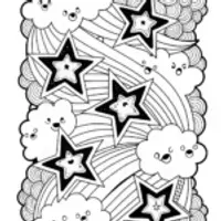 Sunrise and Starry Sky Coloring Page
