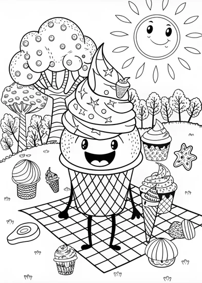 A coloring page of Delicious Ice Cream Cup Coloring Page