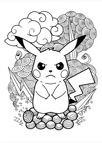 A coloring page of Pikachu’s Big Adventure Coloring Page