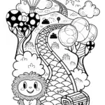 Fuzzy’s Rainbow Adventure Coloring Page