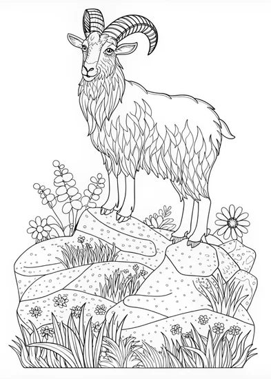 A coloring page of Majestic Ram Coloring Page