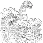 Godzilla Rises from the Ocean Waves Coloring Page