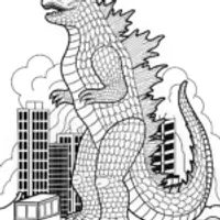 Coloring Page of Godzilla in Action