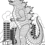 Coloring Page of Godzilla in Action